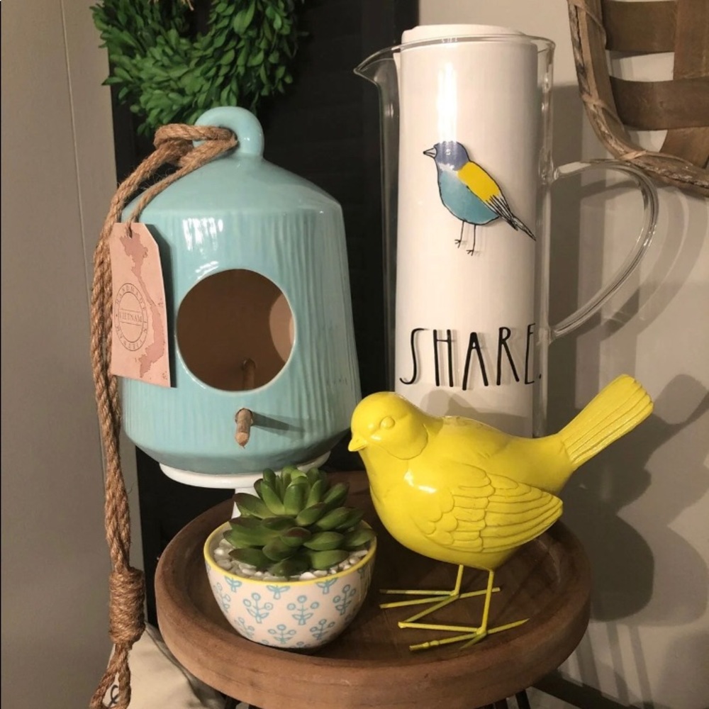 Rae Dunn Pitcher Bird Birdhouse Plant Bundle
